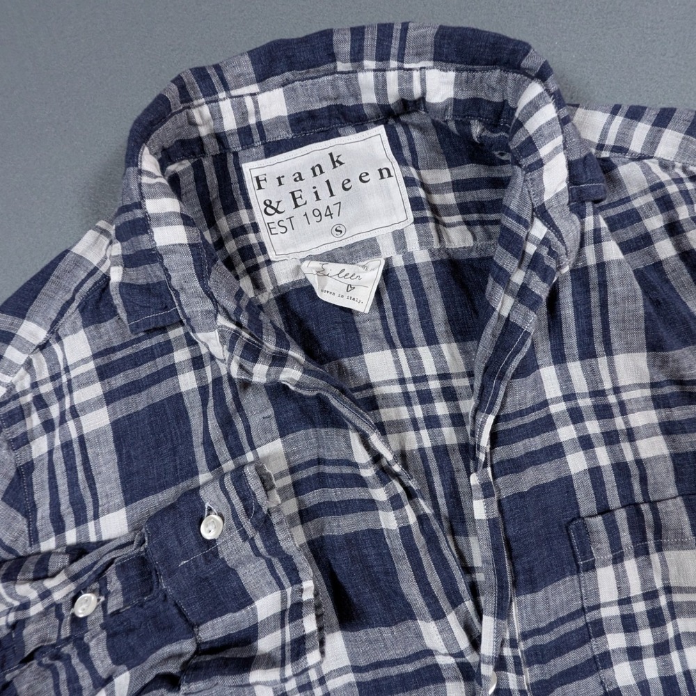 Frank & Eileen Eileen Button Down Womens Size Small Plaid Linen Shirt